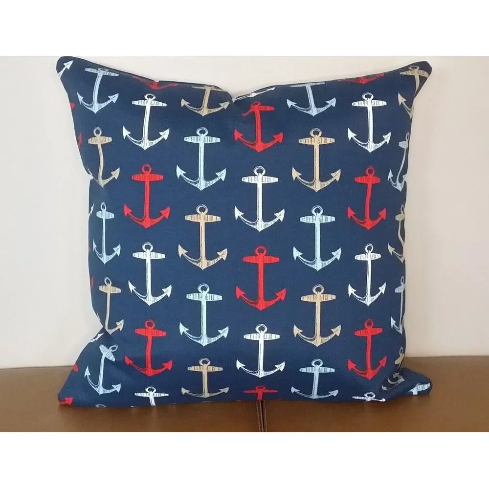 Bryant Nautical Anchors 20X20 Zippered Throw Pillow Covers Set/2‎ Navy White NEW